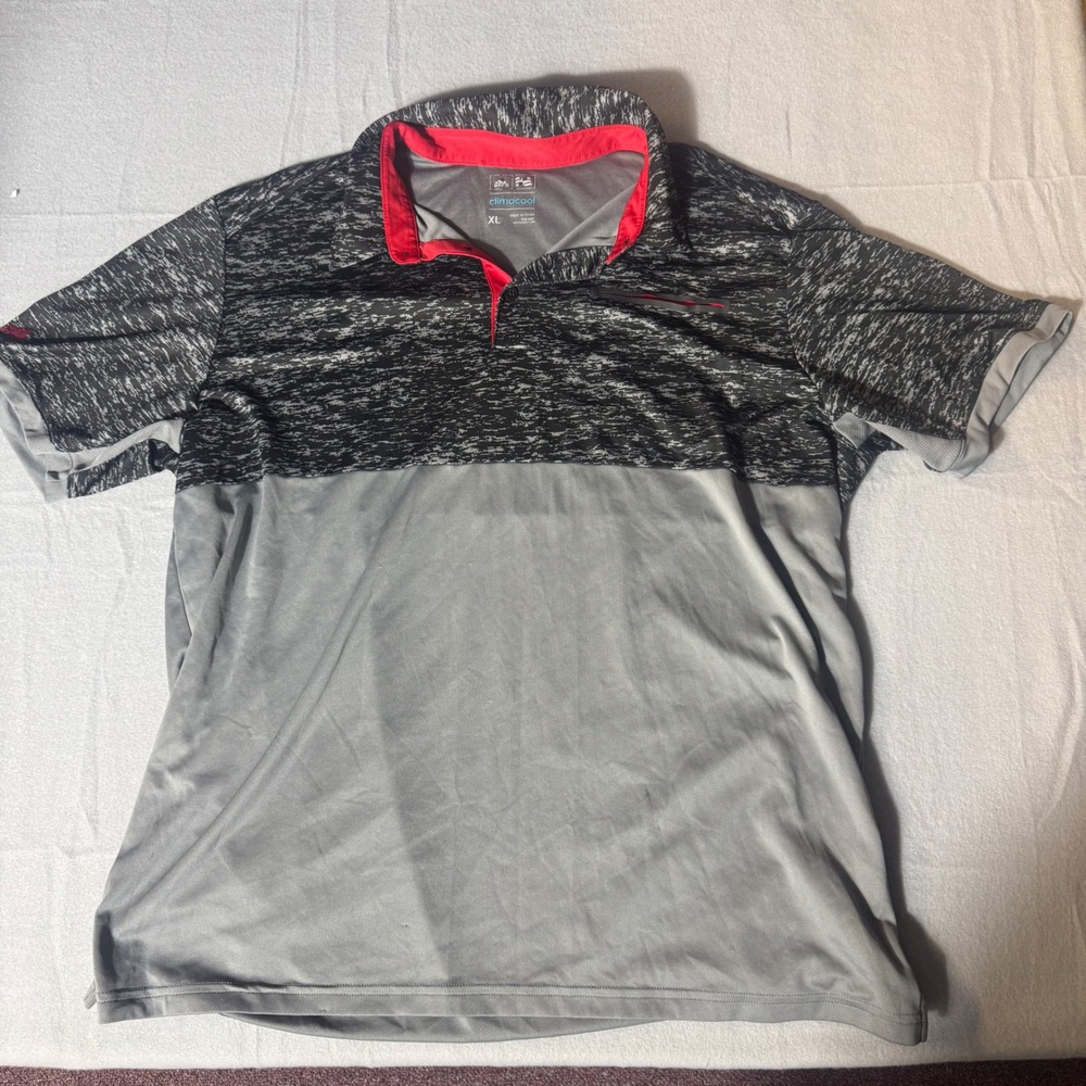 Adidas Golf Climacool Polo Shirt‎ Mens XL Grey Black Colorblock